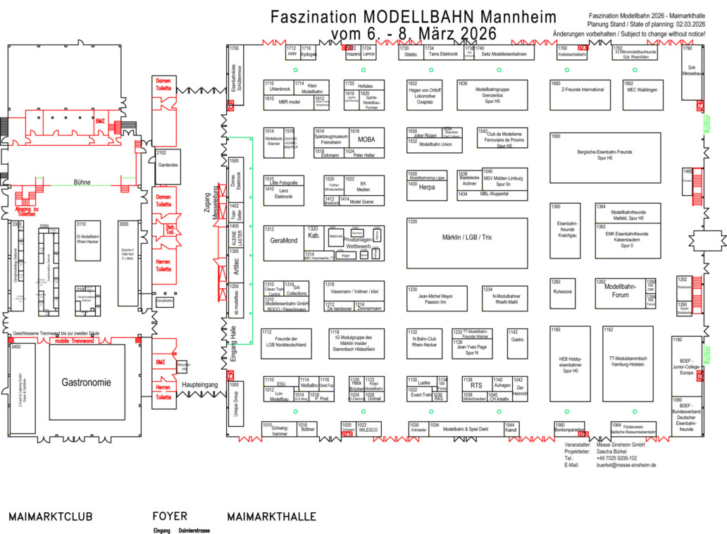 Faszination Modellbahn International Fair for Model Railways, Specials & Accessories Katalogplan Faszination MODELLBAHN Mannheim 2026 V05 scaled uai